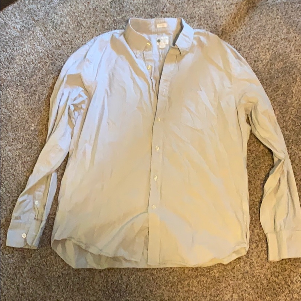 J Crew tailored grey/white button down